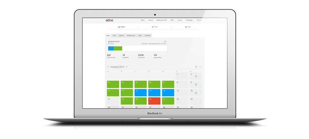 Rozhraní kurzu - kompletní přehled z jazykových lekcí.